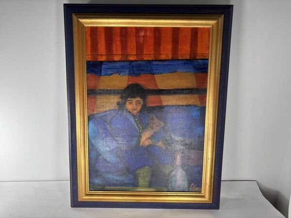 Tableau huile sur toile ''French Childhood'' 1980