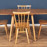 Retro Blonde Ercol Model 383 Dining Table & Four Stick Back Kitchen Dining Chairs