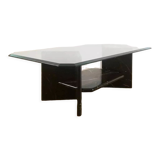 Glass coffee table and black marble base