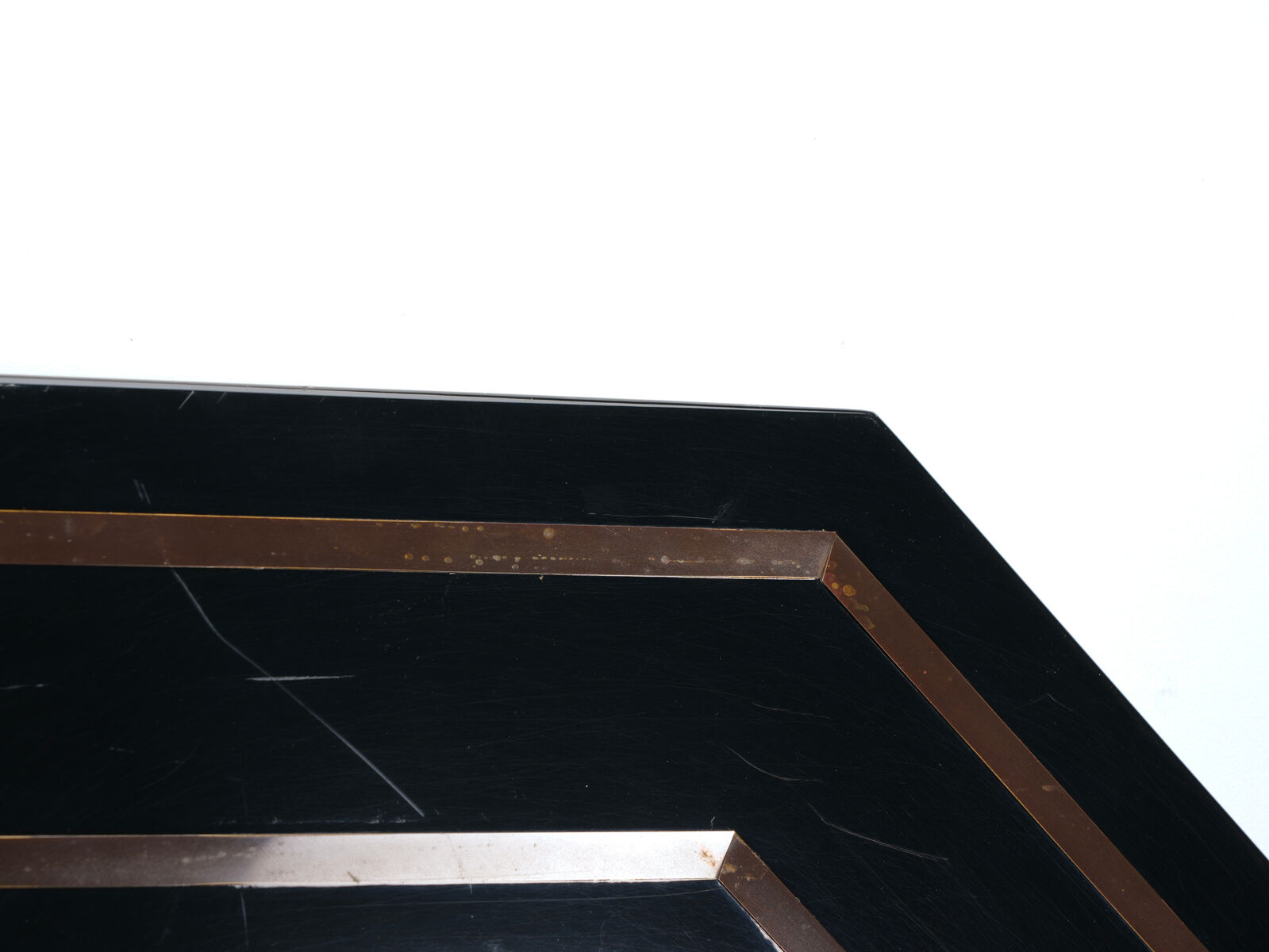 Jean-Claude Mahey lacquer and brass mirror, circa 1970