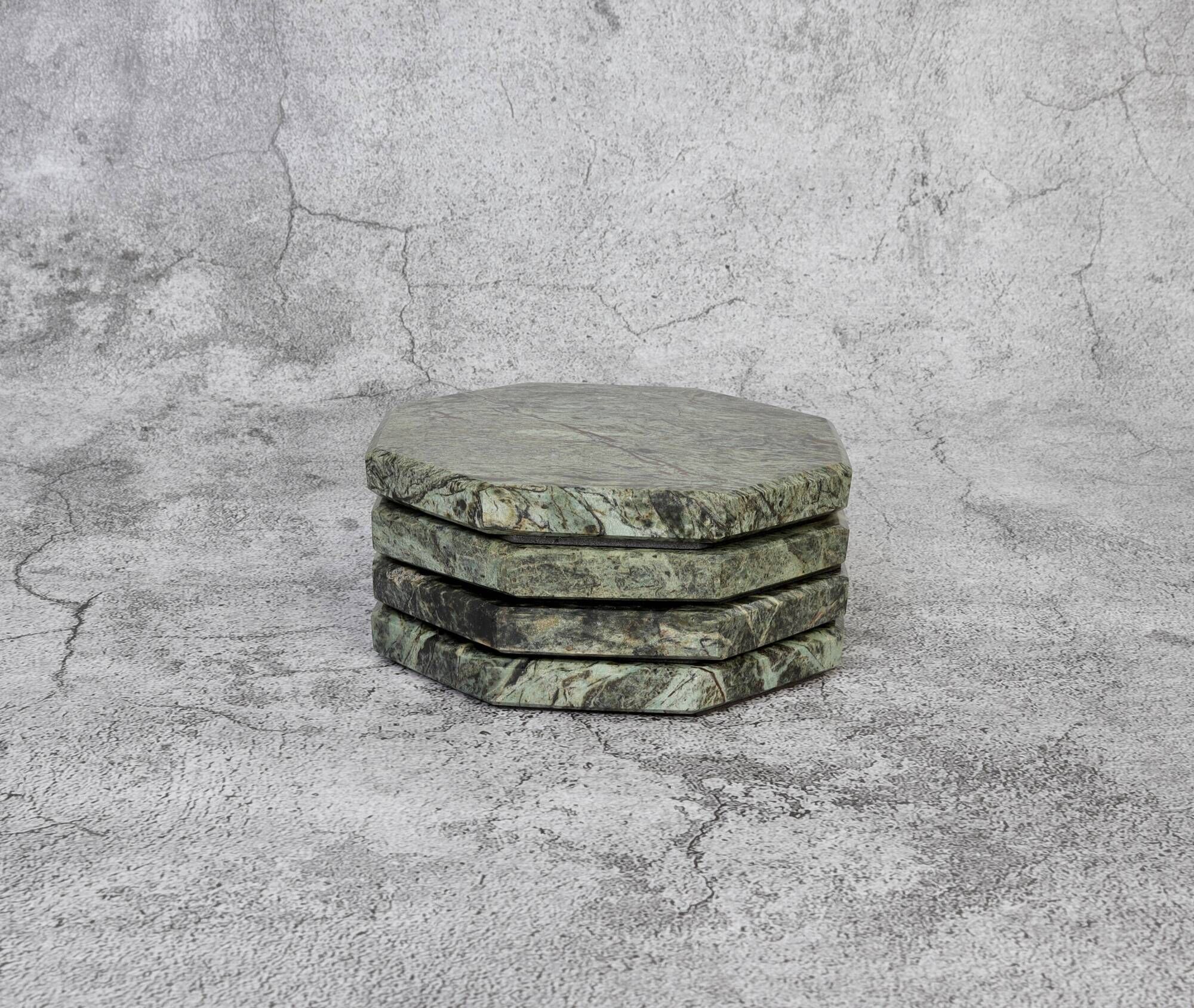 Angelo – Indian Green Octagonal Natural Marble Coasters - set of 4