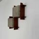 Pair of teak and Perspex wall lights – French work, circa 1955-1965