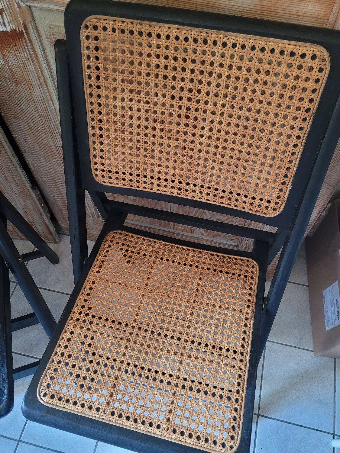 2 foldable cane chairs
