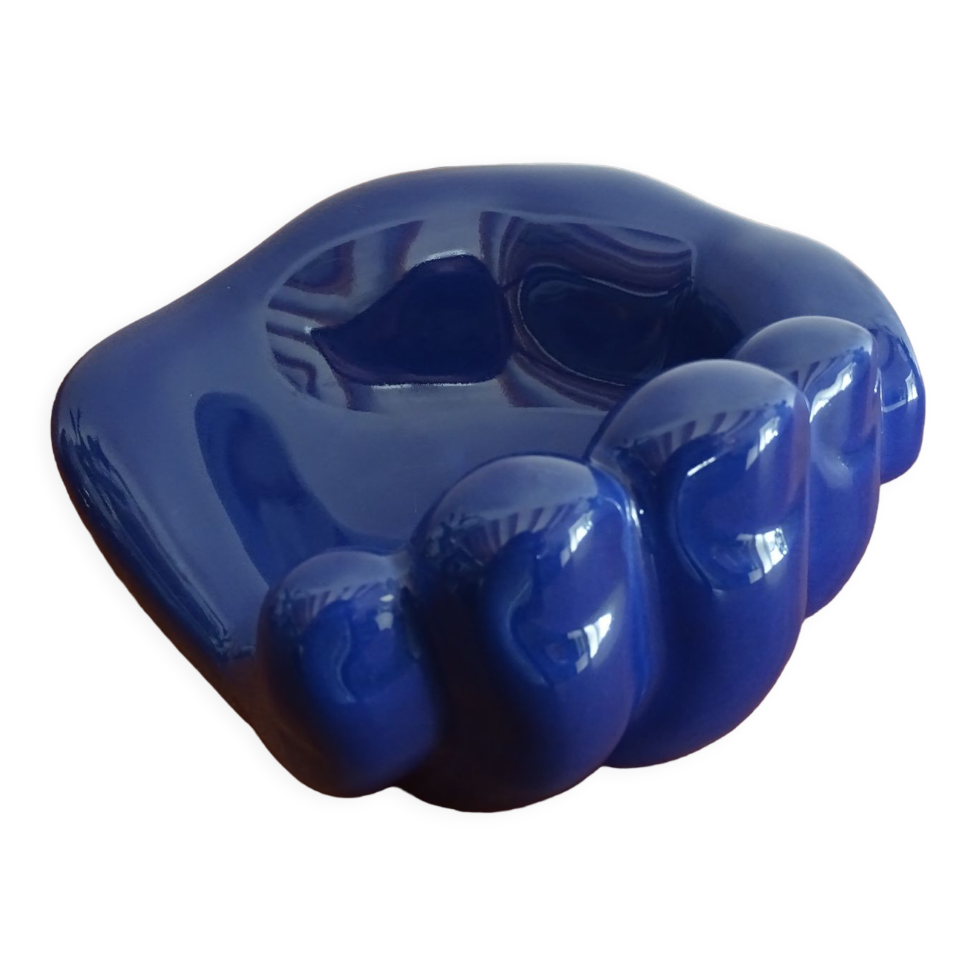 Empty hand pocket giant ceramic blue vintage