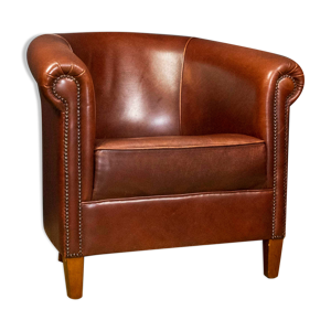 Chaise club en cuir vintage 'York'