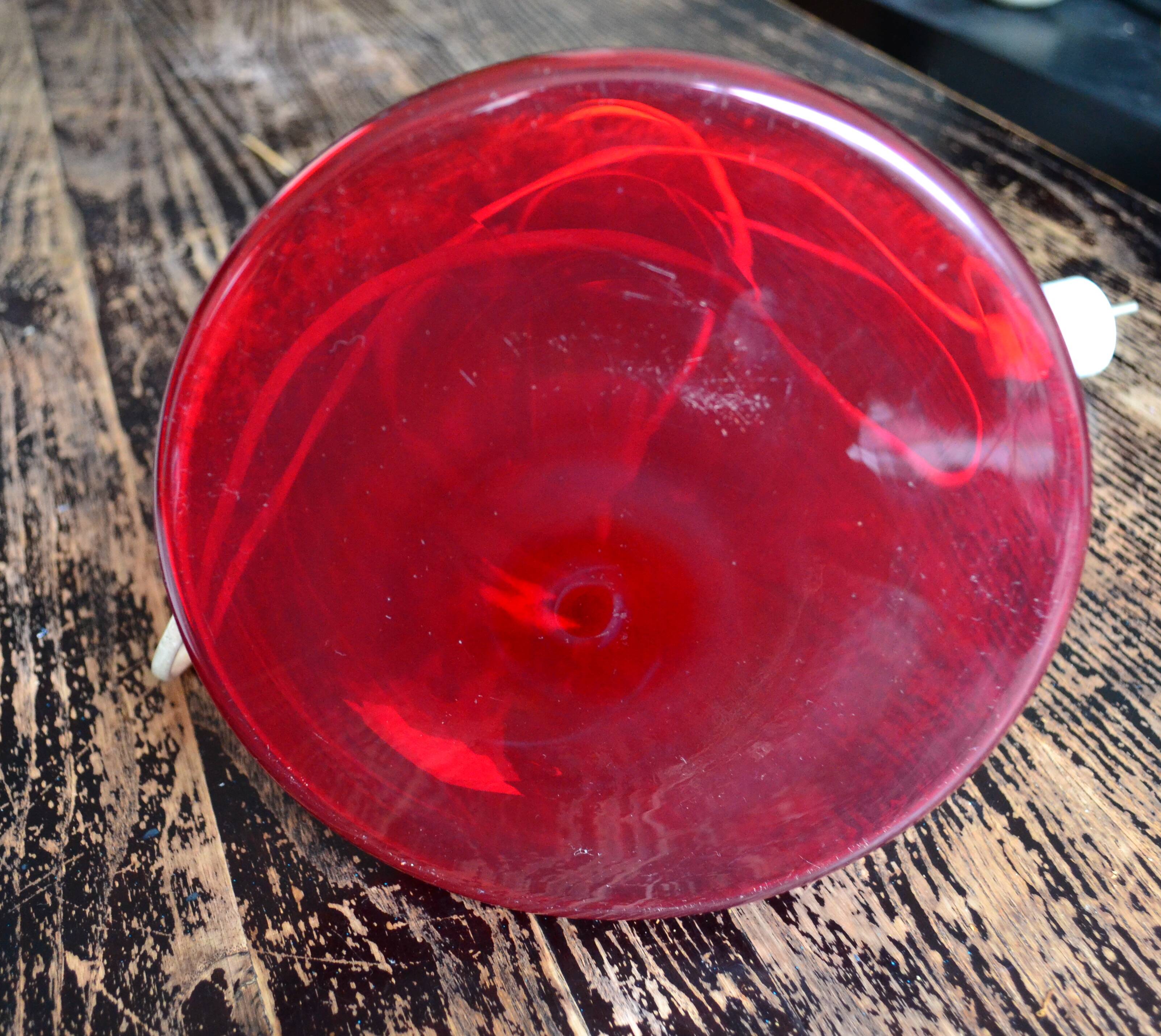 Scandinavian lamp base in red blown glass