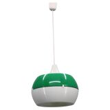 Vintage Italian green and white plastic pendant light, 1970s — Space Age modern