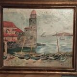 Tableau peinture originale à l'huile sur toile, thème "collioure" du peintre peysache signé