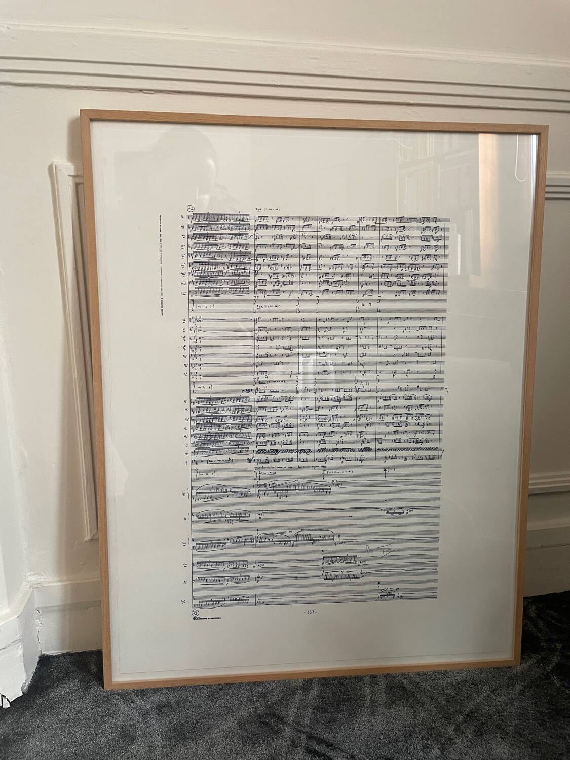 Rare framed lithograph of the score "Repons" by Pierre Boulez