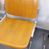 Suite of 4 vintage Giancarlo Piretti benches for Castelli in wood and aluminum