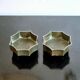 Pair of bowls/candle holders Just Andersen in metal Disko, Danish Grace