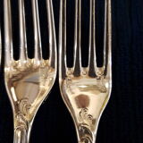 6 silver metal forks, Model Marly, by Christofle.