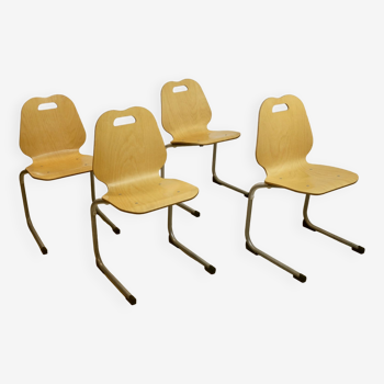 Lot de 4 chaises de réfectoire, années 1990