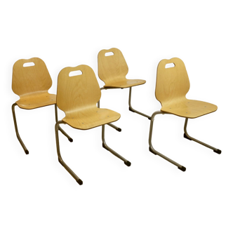 Lot de 4 chaises de réfectoire, années 1990