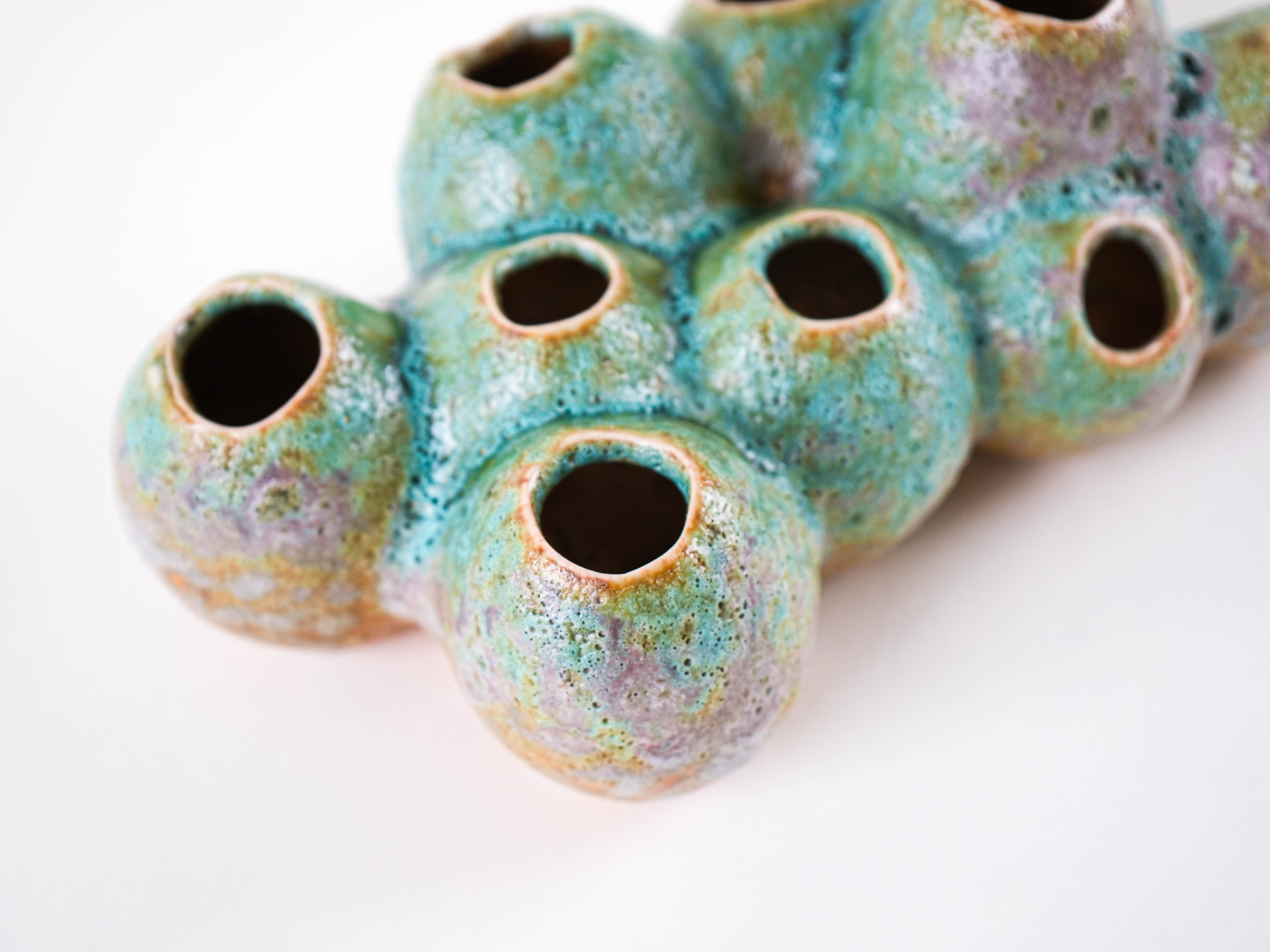 Ceramic vase – flower frog, Danish design, 1960s, made in Denmark
