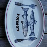 Plat ovale décor poissons Gien