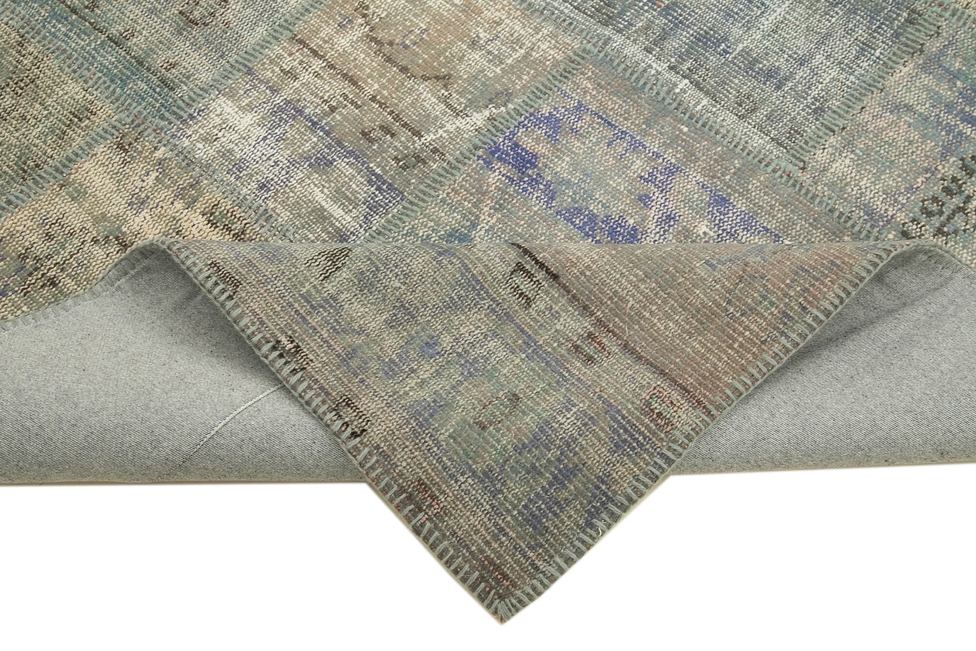 Handwoven Turkish Contemporary 176 cm x 246 cm Grey Patchwork Carpet