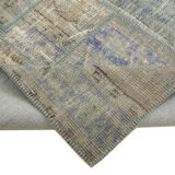 Handwoven Turkish Contemporary 176 cm x 246 cm Grey Patchwork Carpet