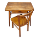Vintage wooden school desk and chair set, Baumann, 1950s-60s