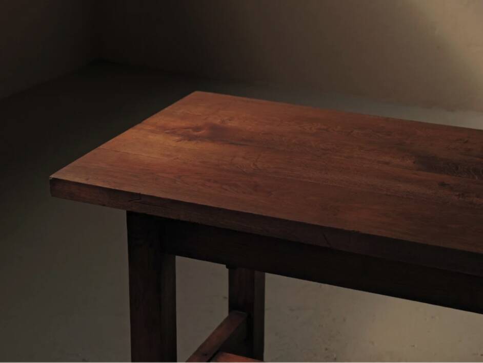 Solid oak farmhouse table, France, around 1950.