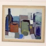 Mid-century original swedish oil on canvas "still life" by gösta falck