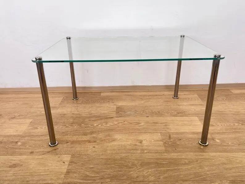 Mid century design chrome and glass coffee table - around 1970s