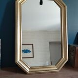 Hexagonal mirror carved wood frame gilded 61x35cm