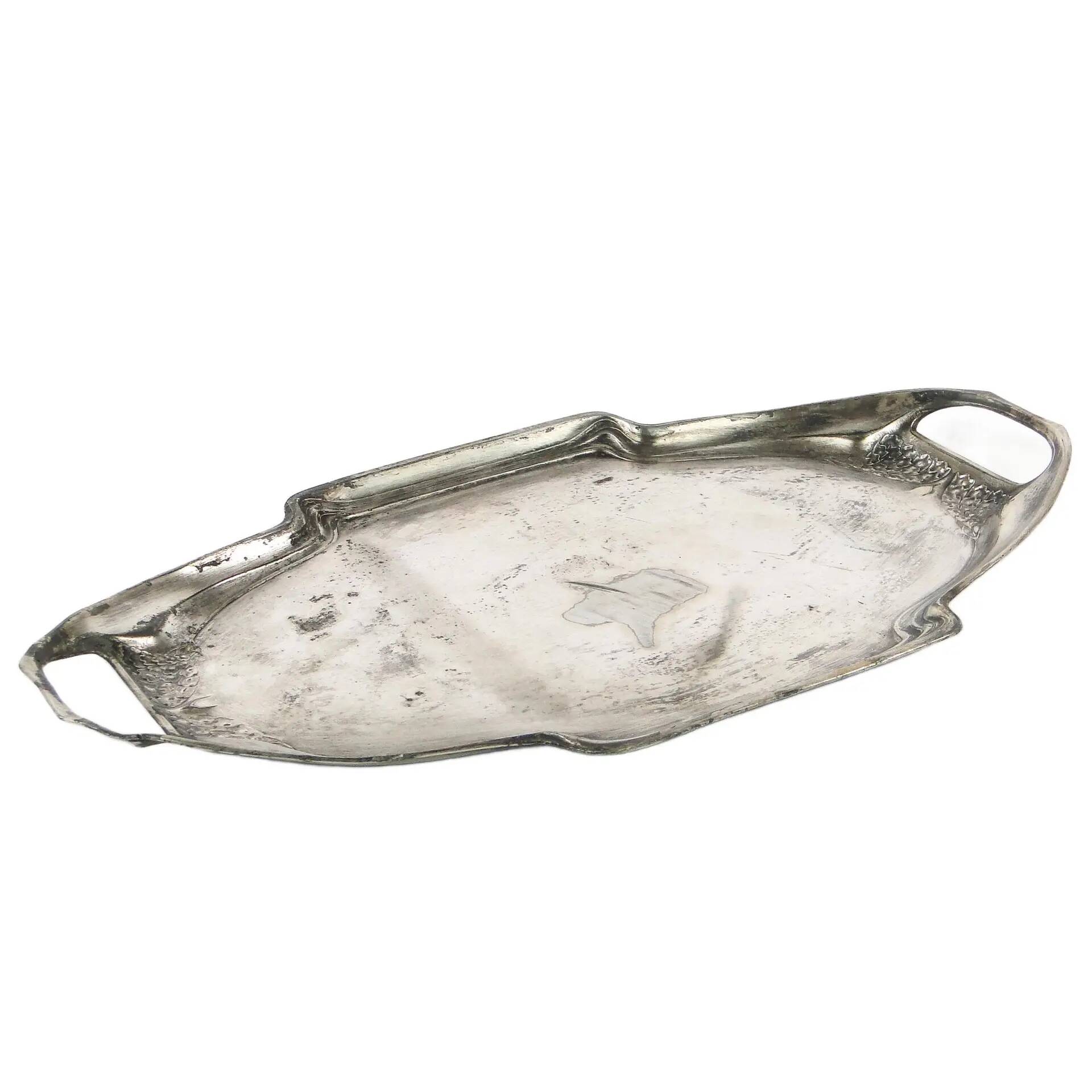Art Nouveau tray, silver-plated pewter, Austria, early 20th century