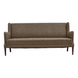 Années 1960, canapé 3 places danois, laine d'ameublement, bois de teck.