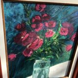 Bouquet plum paint on framed wood