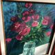 Bouquet plum paint on framed wood