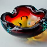 Sommerso orange and blue trinket tray by Flavio Poli for Seguso, Murano glass, Italy, 1970