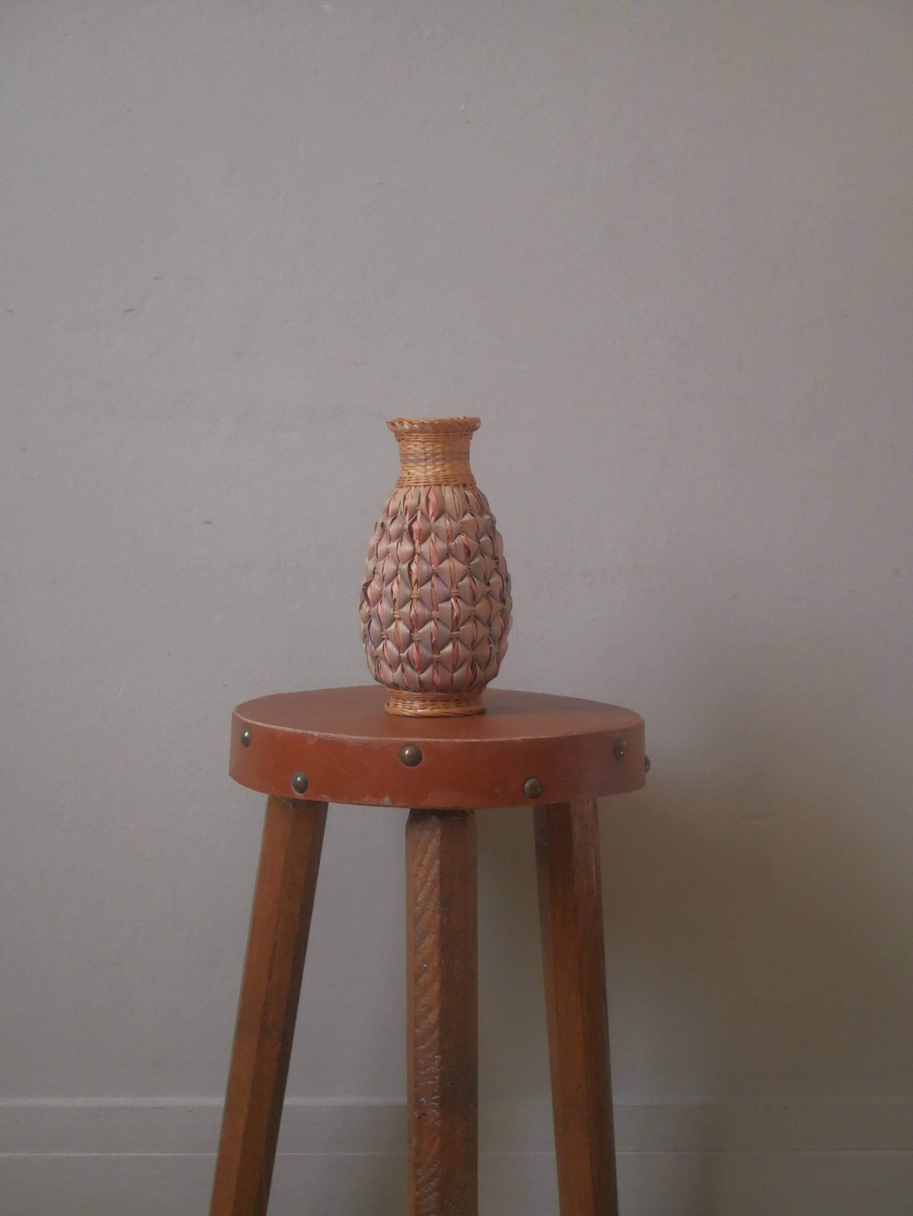 Vase soliflore braided natural fiber handcrafted bohemian country decoration