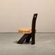 Fireplace Stool in Oak and Straw, France 1950s