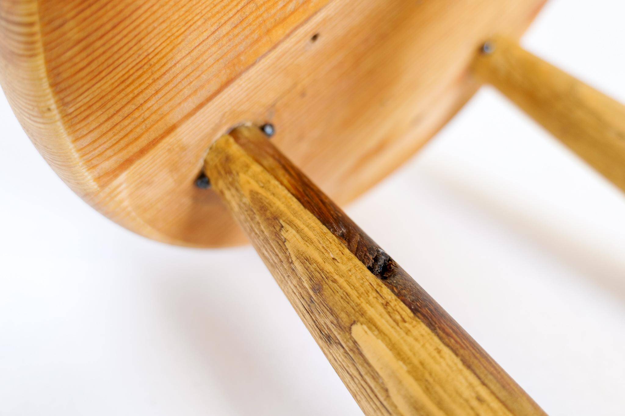 Modern Scandinavian Sculptural Stool, Pine, Sweden, 1970s