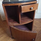 Vintage bedside table from the 30s/40s, walnut, marble