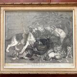 Antique print - Cats on the attack