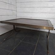 Vintage steel and leather coffee table