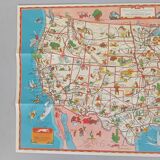 Superbe carte / affiche vintage des Etats-Unis (USA)