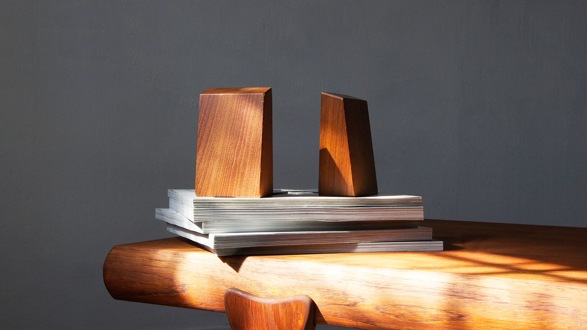 Mid-century bookends in teak, 1950s, set of 2