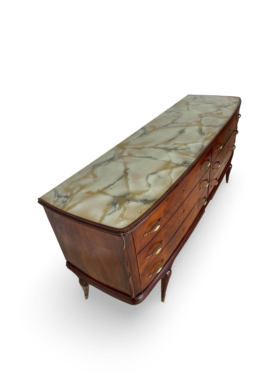 Commode en placage de palissandre avec plateau en onyx vert