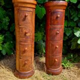 Pair of cylindrical furniture with drawers