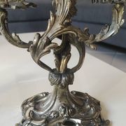 Pair of Candelabra in Louis XV/Rocaille Style, 2 lights. In gilded bronze, 19th century.