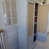 Library, vintage dresser re-enchanted in cloud gray.