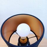 Lampe de table vintage en opaline noire avec abat-jour en velours neuf