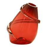 "Drop Big Spiral" vase in red glass - Sem Schanzer (as l'Anverre)
