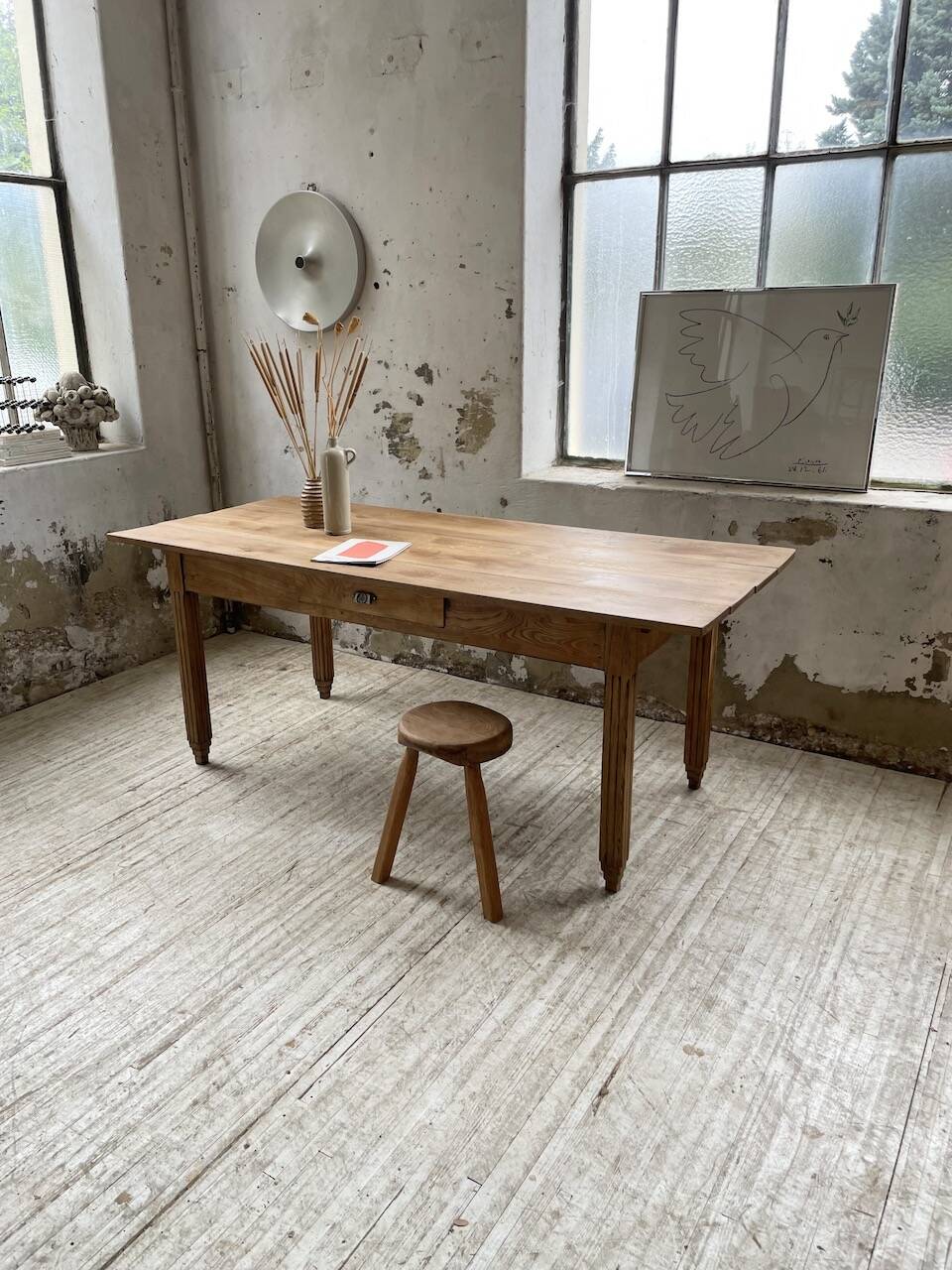 1950s oak butcher's farm table