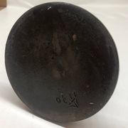 Vintage black ceramic candle holder signed AP