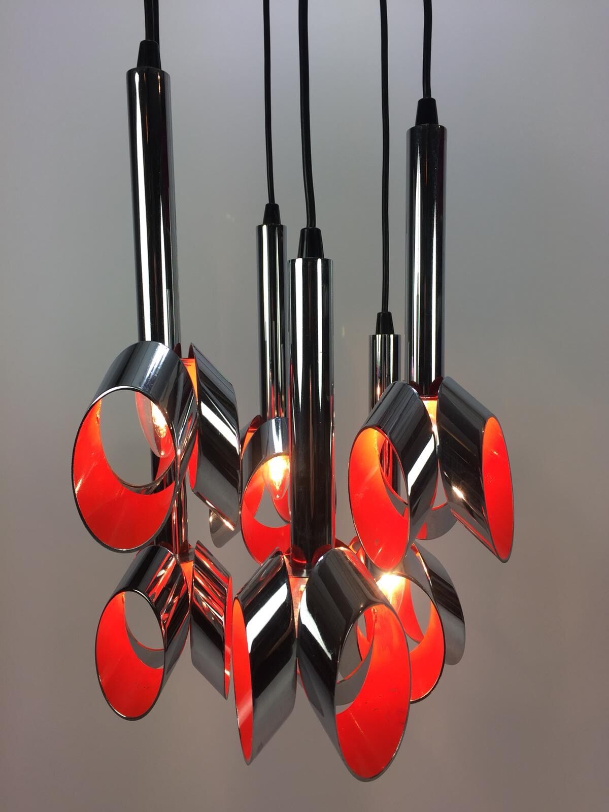Chromed Metal Ceiling Lamp by RAAK, Amsterdam, 1960's