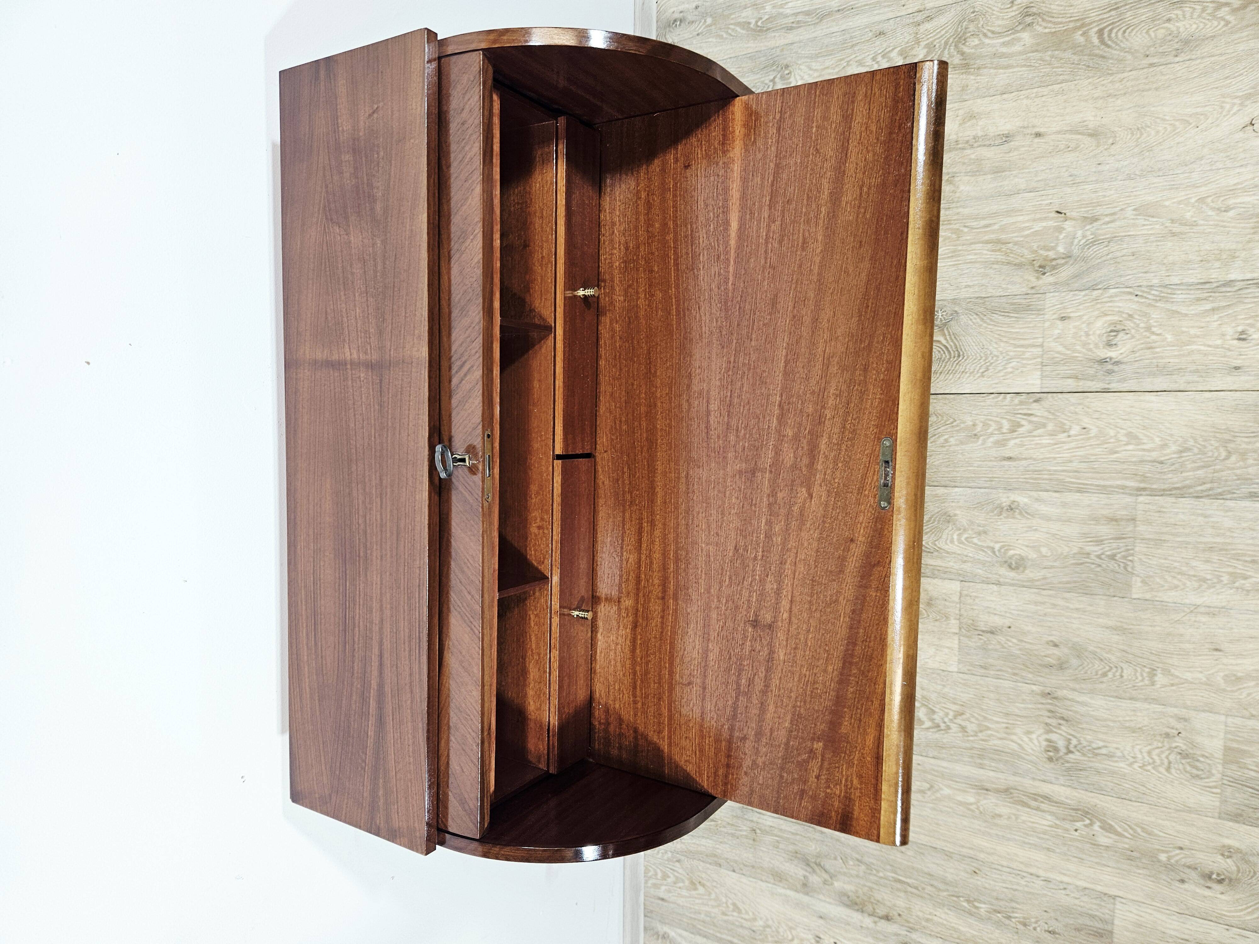 Walnut cylinder-roll-top secretary desk, 1970s.